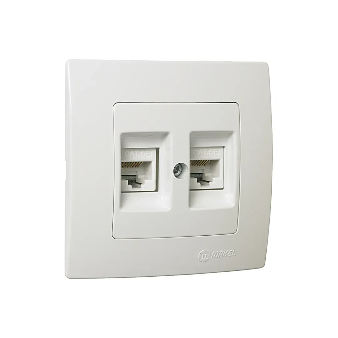 * Priză dublă interioară de date 2XCAT5 albă MAKEL LILIUM