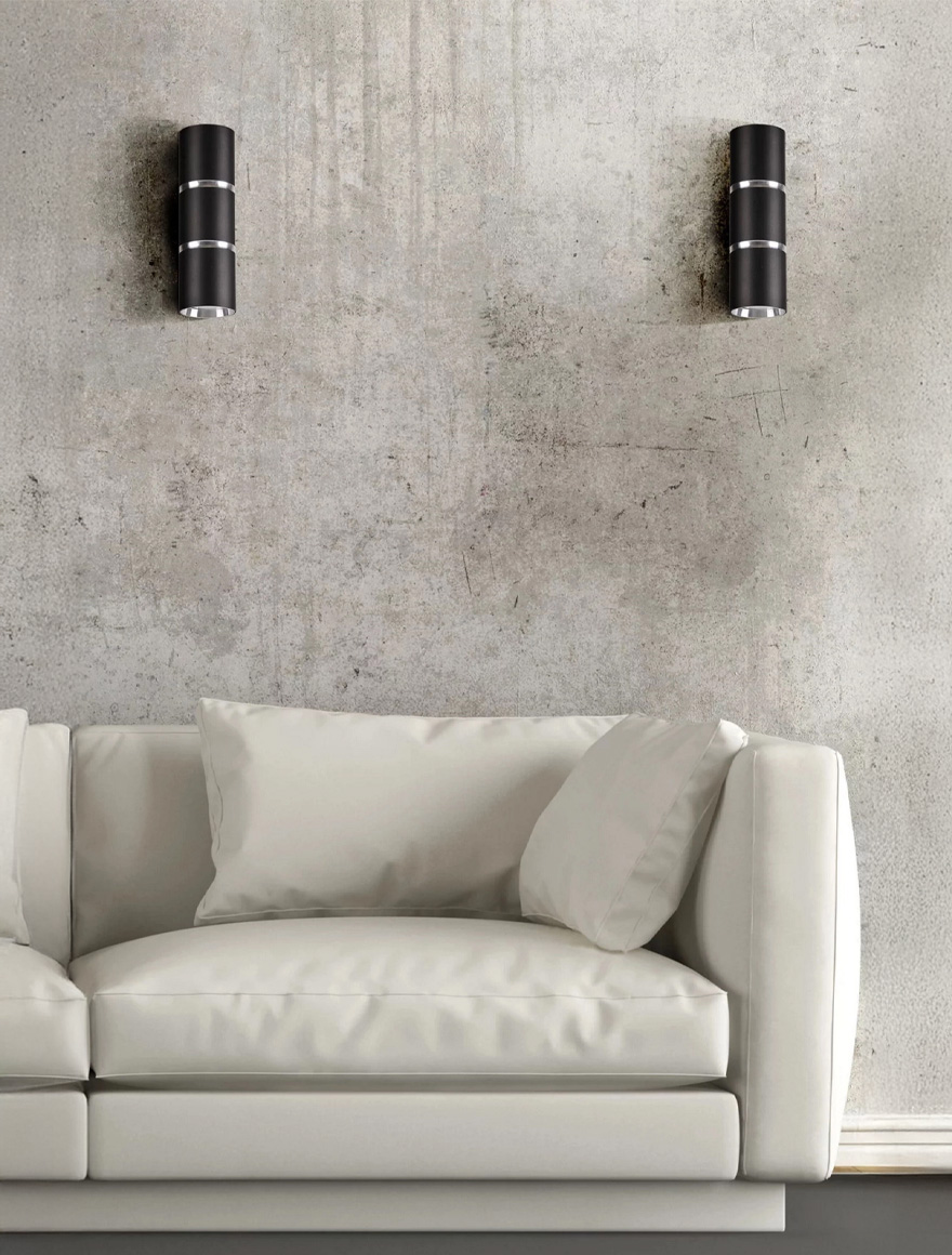 Настенный светильник 2xGU10, 55×150 мм, чёрный, LUMINALED