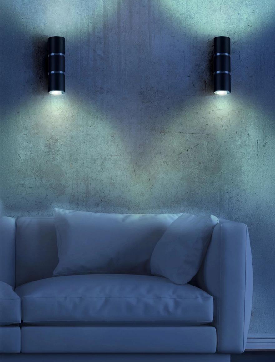 Настенный светильник 2xGU10, 55×150 мм, чёрный, LUMINALED