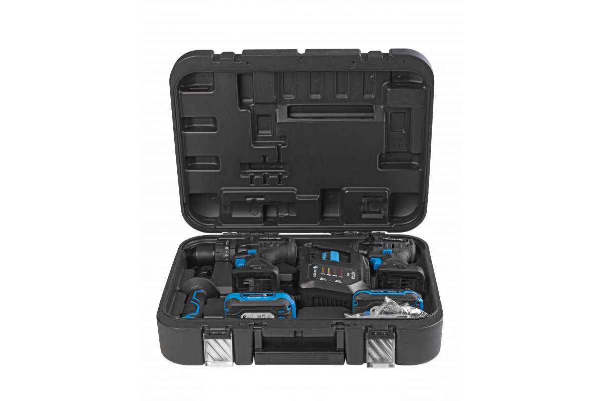 Set mașină de găurit + mașină de înșurubat cu impact, cu acumulator, HOGERT