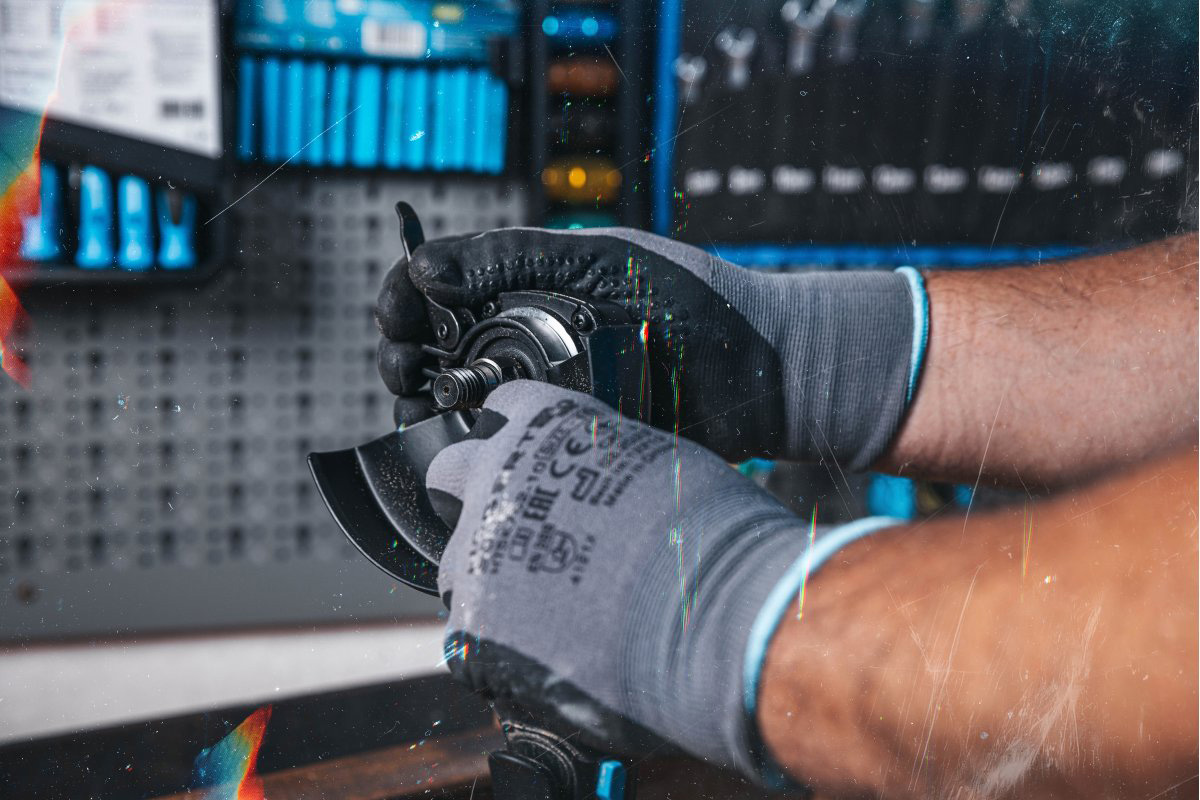 Set polizor unghiular cu intr. paleta 125 mm, 18V + 2 acumulatoare 4Ah + incarcator 4A, HOGERT