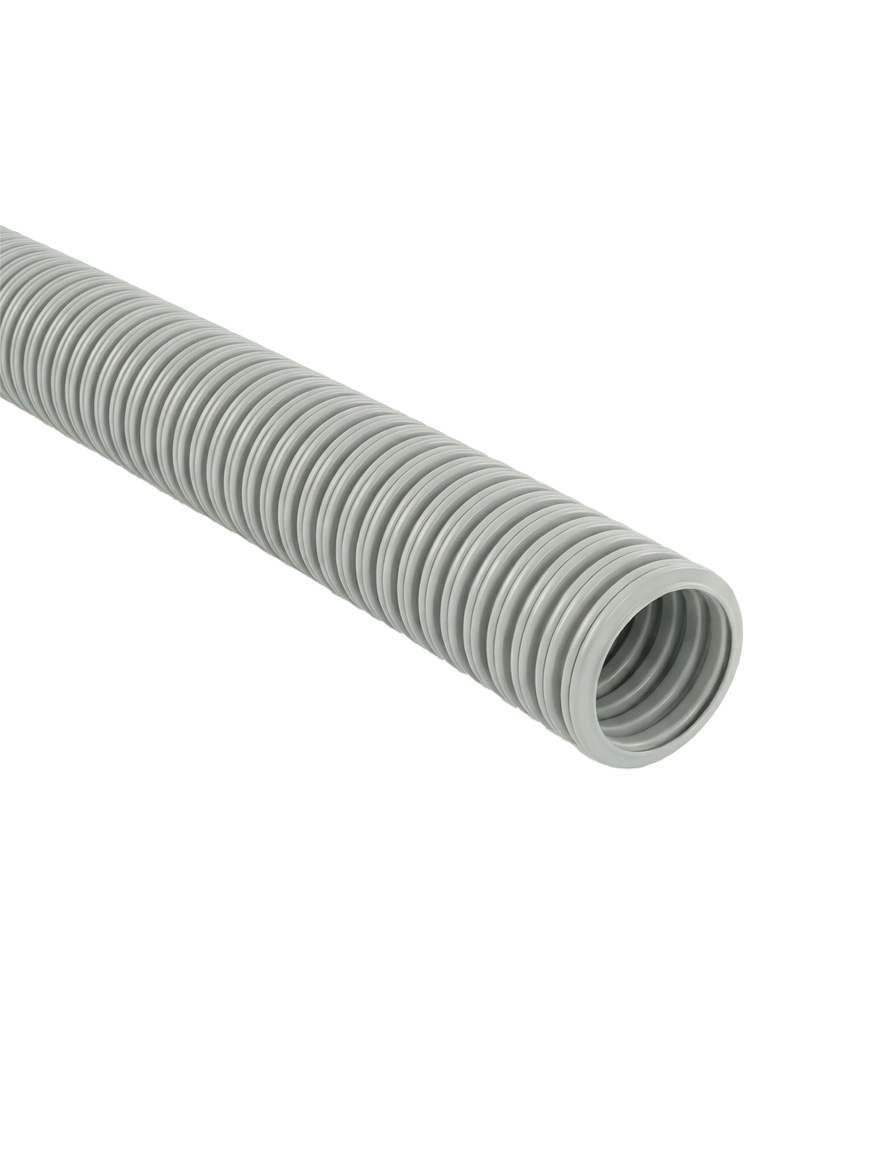 Tub gofrat gri deschis 320N, D16, HF, aditivat FR, cu fir (50m) EXTRO