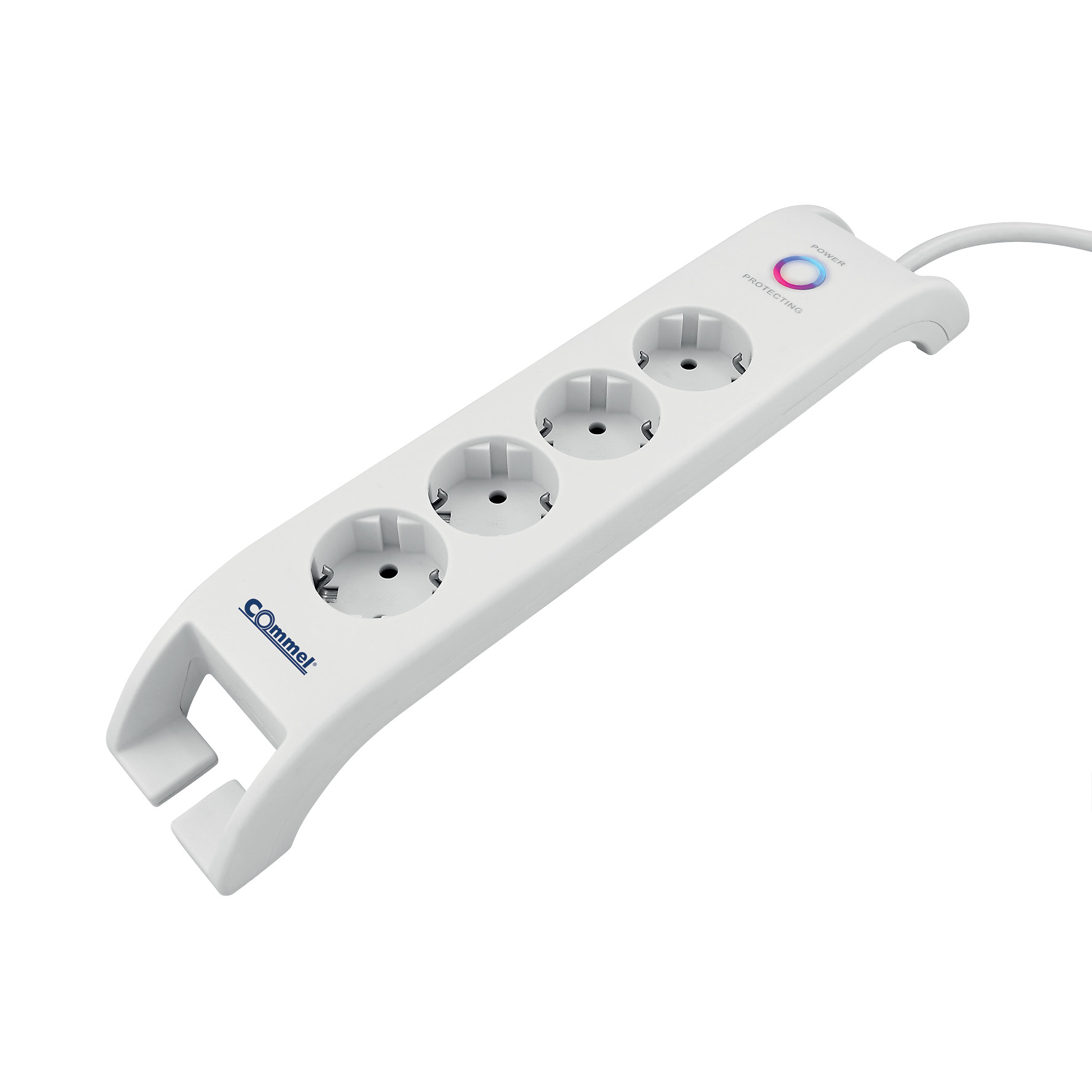 Prelungitor 4 prize 2m cu împ. 2xUSB-A (protecție supratens) alb 16A 250V 380-108 Commel