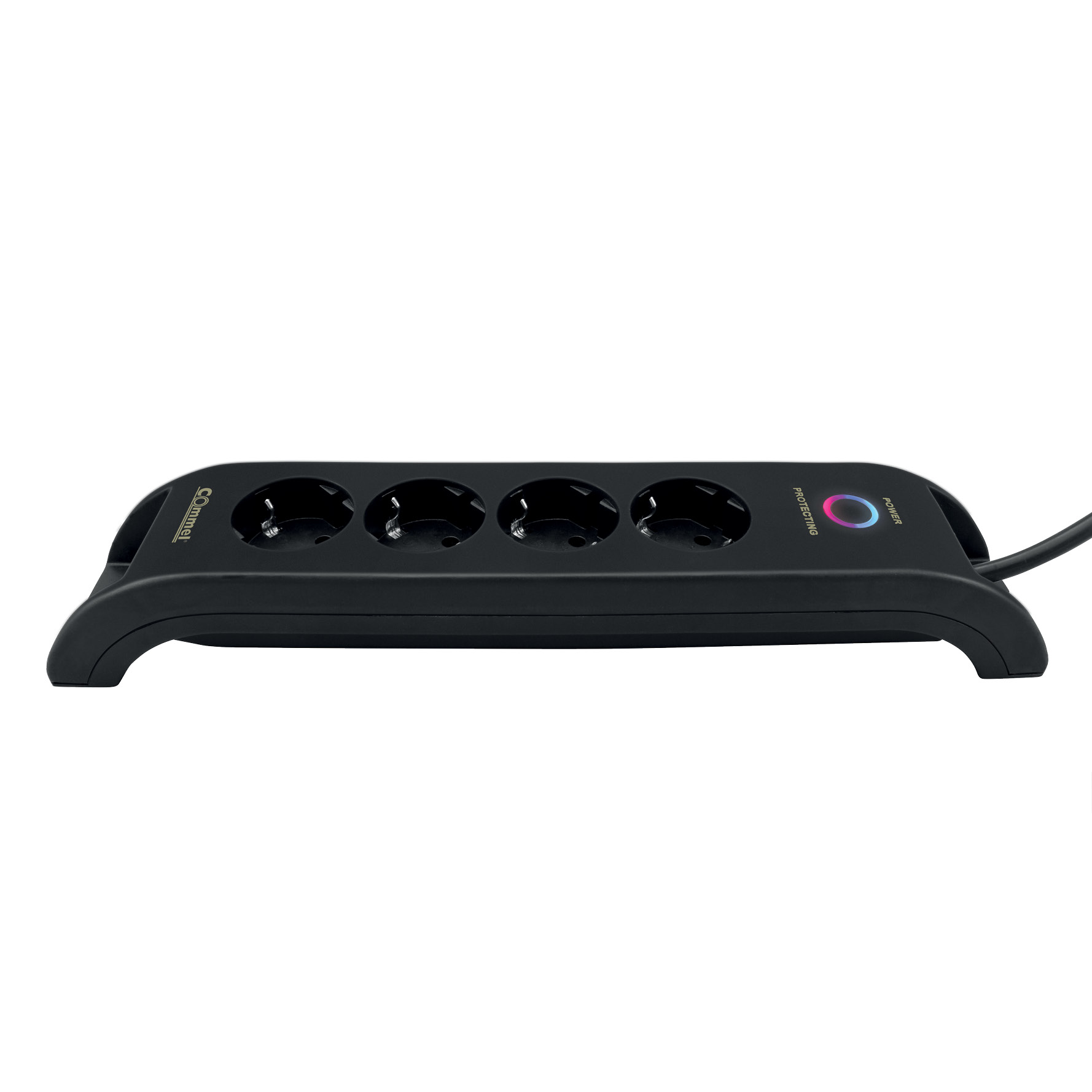Prelungitor 4 prize 2m cu împ. 2xUSB-A (protecție supratens) negru 16A 250V 380-109 Commel