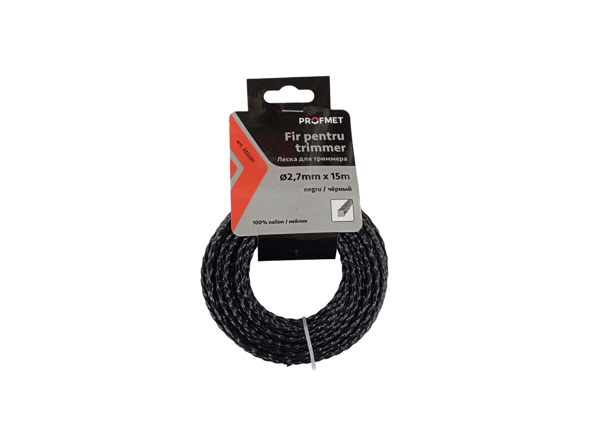 385081 Fir p/u trimmer, pătrat răsucit 2.7mm х 15m, negru Profmet