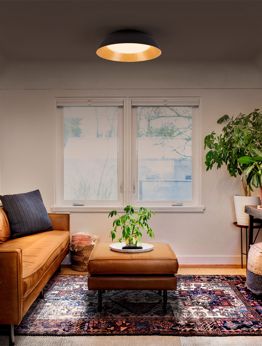 Plafonieră Led ALVA 60W 4000K 4000Lm D500mm neagră+lemn Luminaled