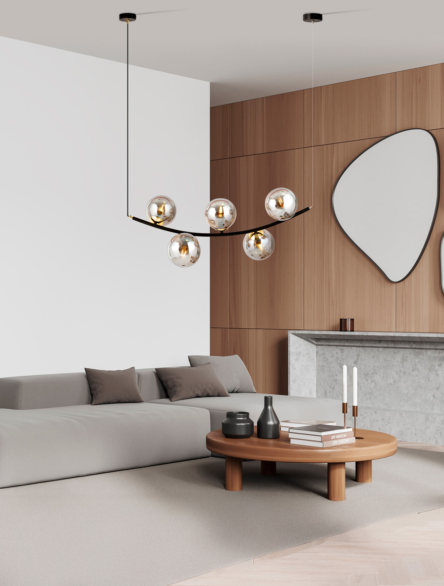 Lustră RITZ 5XE14 negru+grafit EMIBIG