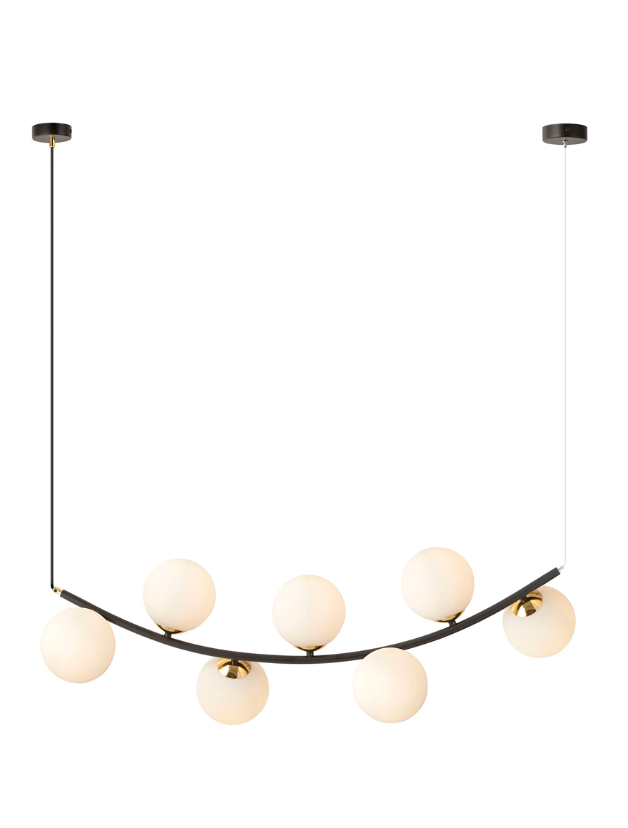 Lustră RITZ 7XE14 negru+opal EMIBIG