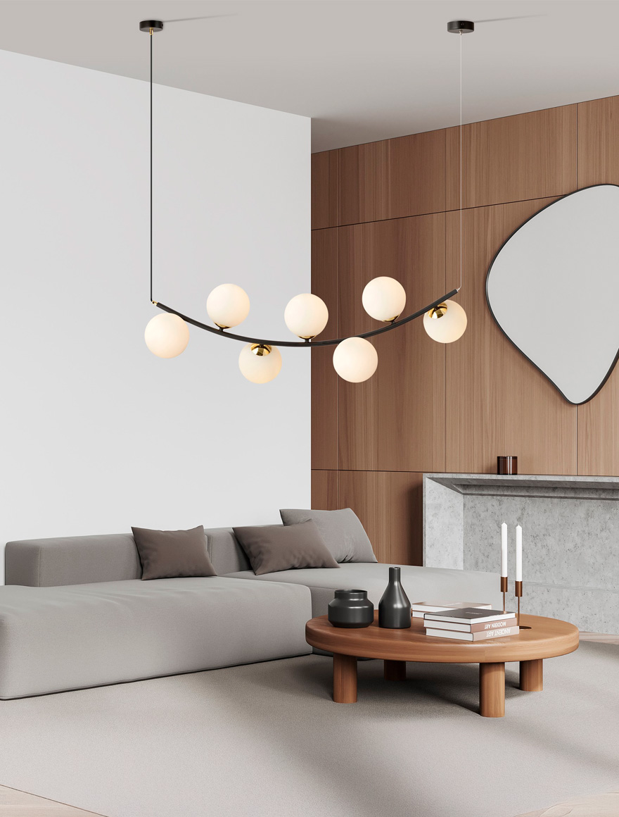 Lustră RITZ 7XE14 negru+opal EMIBIG