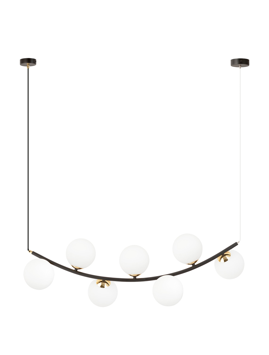 Lustră RITZ 7XE14 negru+opal EMIBIG