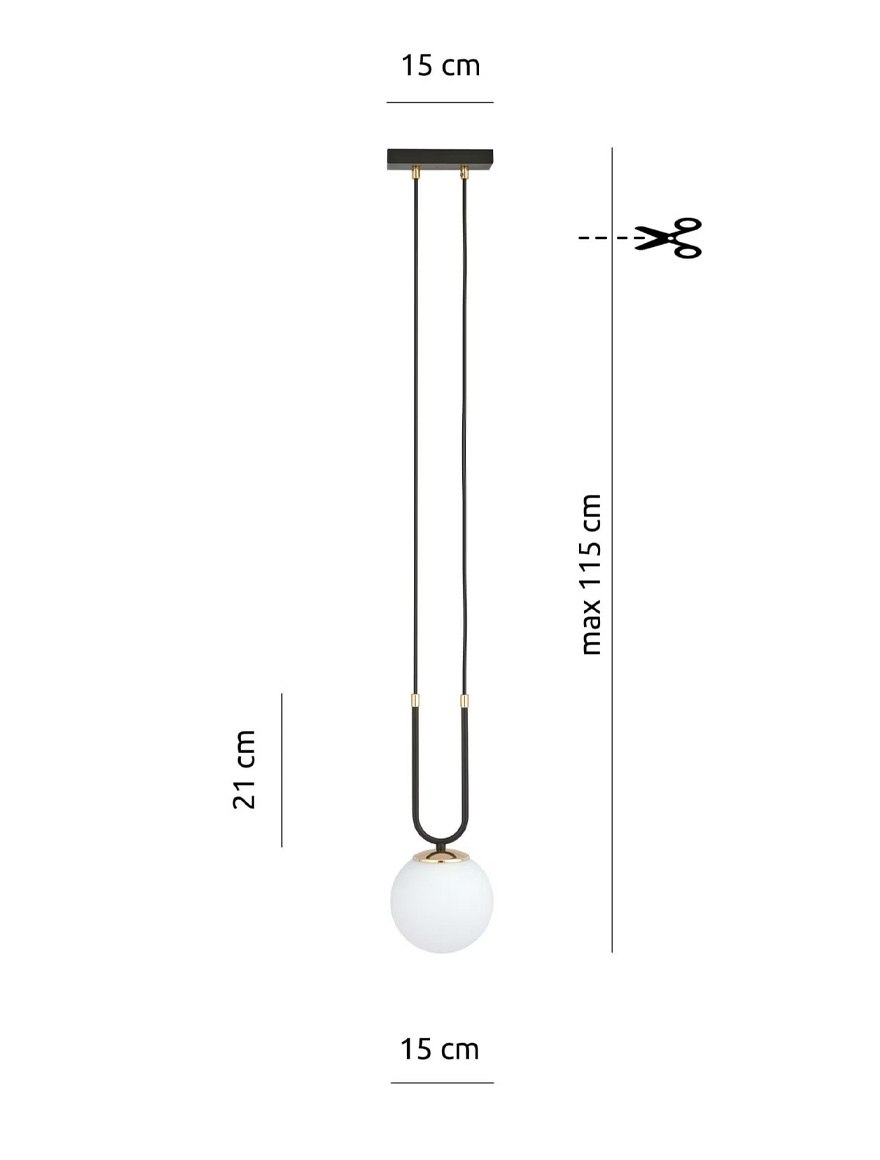 Suspensie GLAM 1XE14 negru+opal EMIBIG