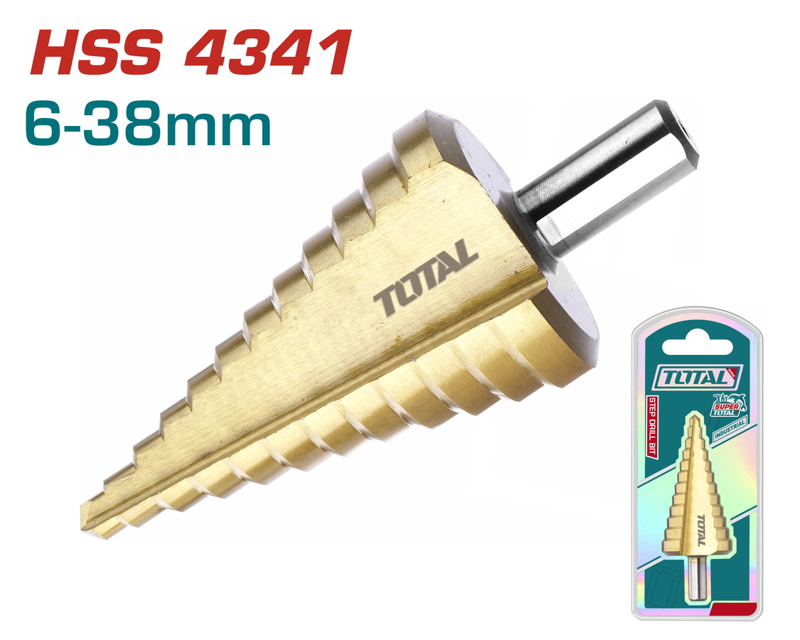 Сверло по металлу ступенчатое 6-38мм Hss Total TAC7563801