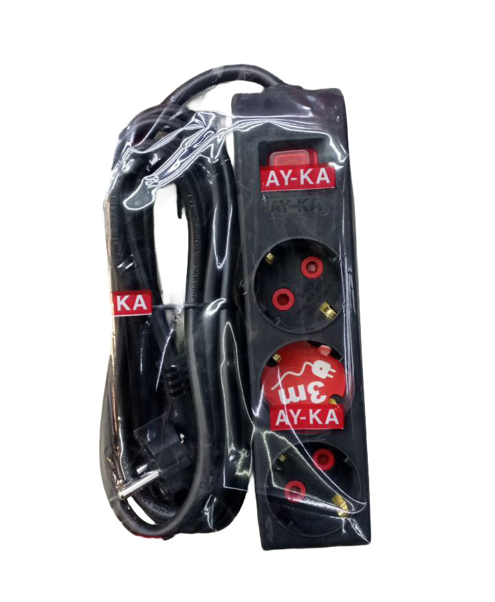 Удлинитель с трехпозиционным выключателем, евроразъем, 3 м, черный (12 шт.)