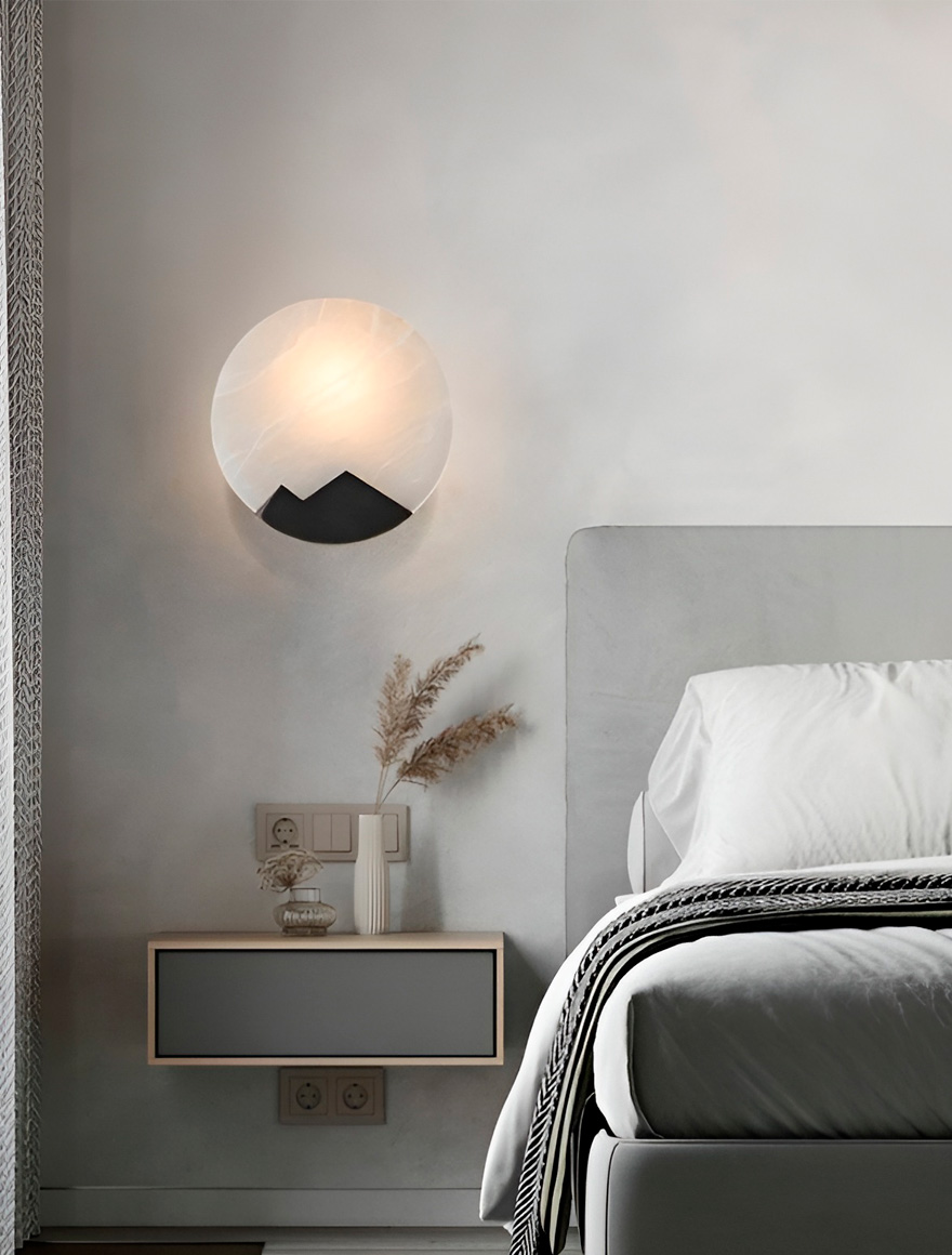 Настенный светильник 1xE27, MB21256-2, металл + алебастр (испанский/Class A), чёрный, Luminaled