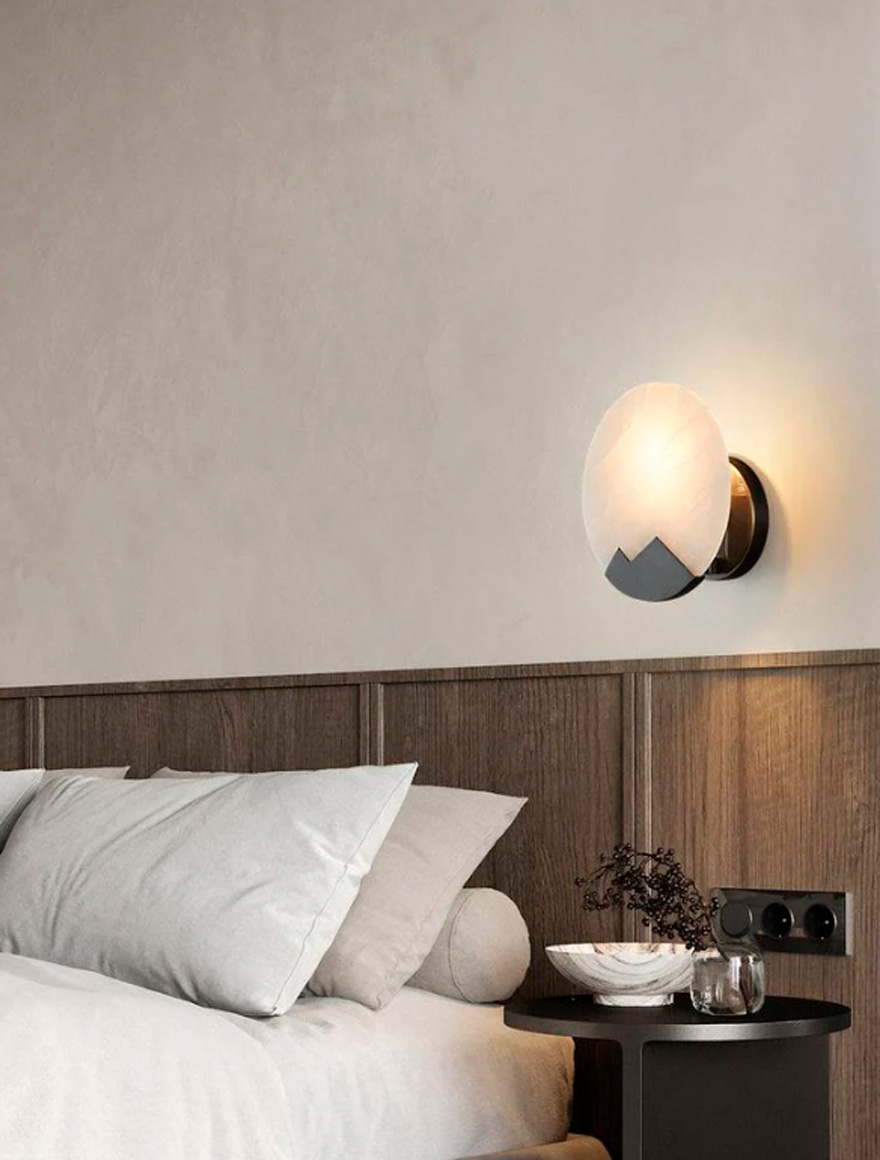 Настенный светильник 1xE27, MB21256-2, металл + алебастр (испанский/Class A), чёрный, Luminaled