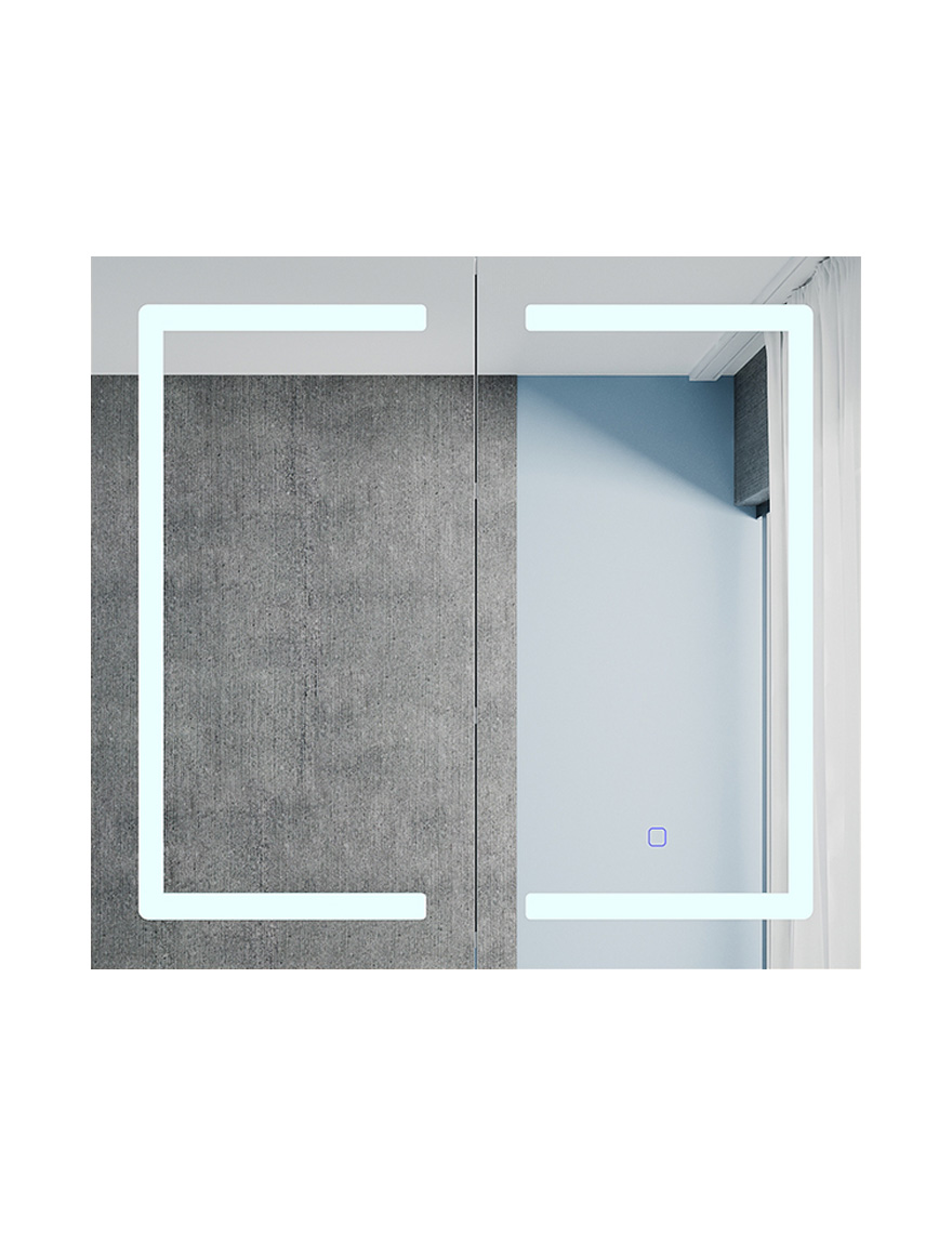 122340 Dulap baie cu oglindă LED touch 700*700 Bayro Optima alb