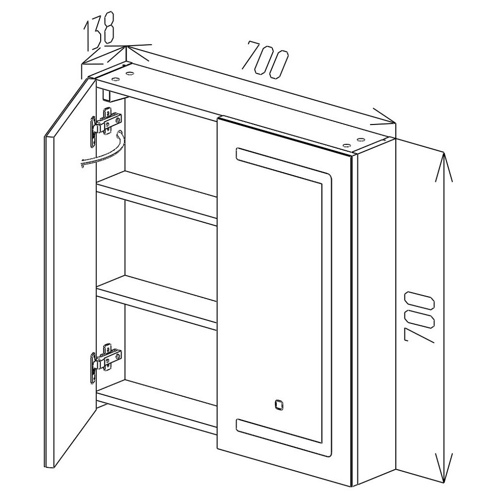 122340 Dulap baie cu oglindă LED touch 700*700 Bayro Optima alb