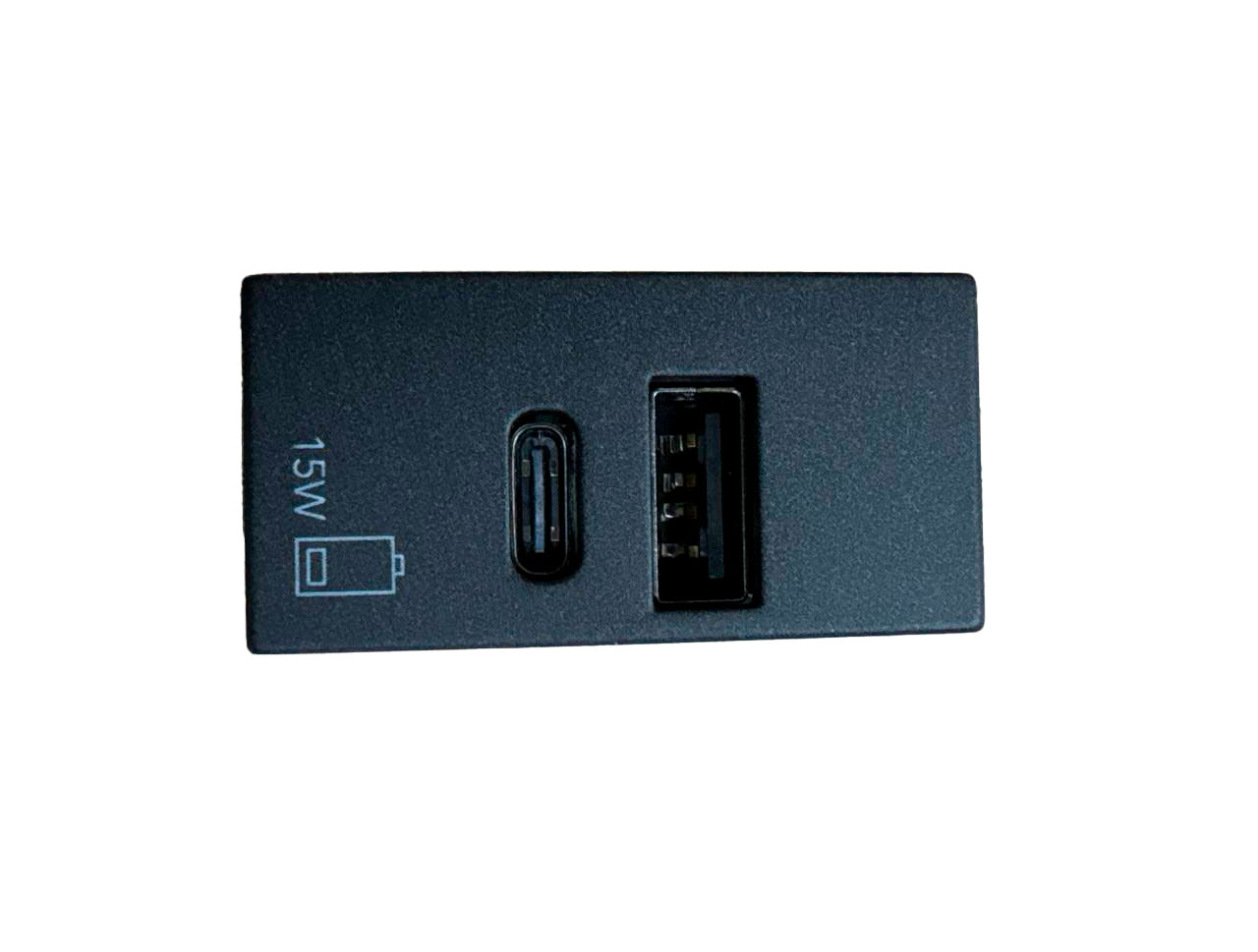 USB-розетка TYPE-C + A, 15W, 5V, 3,0A, 1M, матовый карбон, NEVE UP (09292.AC.15.CM)