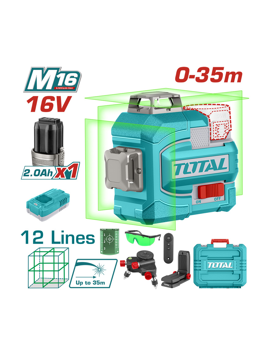 Зеленый лазерный нивелир (0-35 м) TLL301201 Total