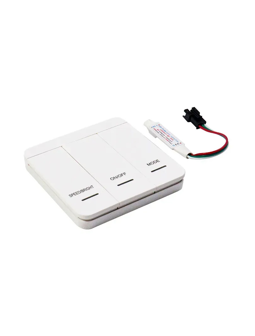 Настенный контроллер с кнопками для светодиодной ленты DYNAMIC, напряжение питания DC12-24V, один SPI-интерфейс, максимум 2048 точек подключения микросхем LuminaLED.