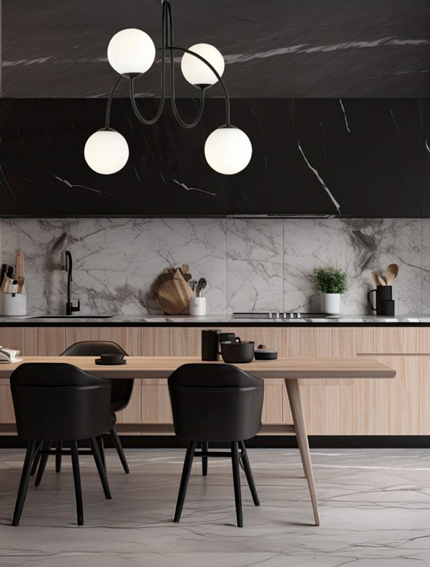 Lustră TERSO 4xE14 negru+alb ALFA