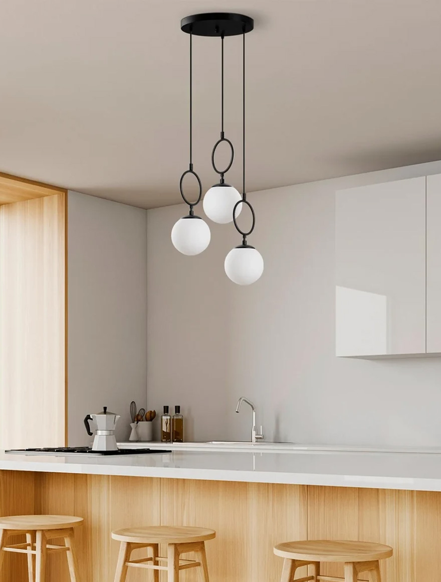 Lustră SITRO 3xE14 negru+alb ALFA