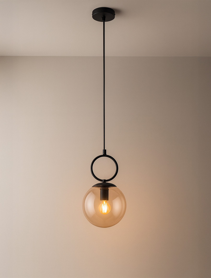 Подвесной светильник SITRO 1xE14, чёрный + янтарный, ALFA