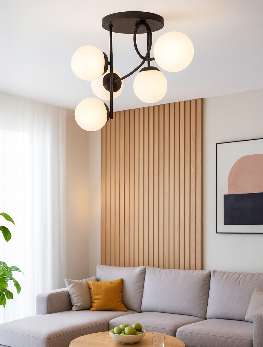 Lustră MODERN 5xE14 negru+alb ALFA