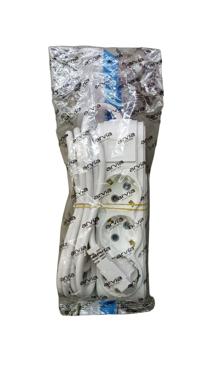 Удлинитель с 3 розетками, 3 м, 16 А, 220-250 В, MOTTO ARVIA