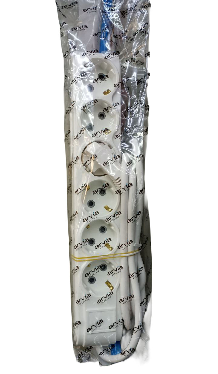 Удлинитель с 6 розетками, 2 м, 16 А, 220-250 В, MOTTO ARVIA