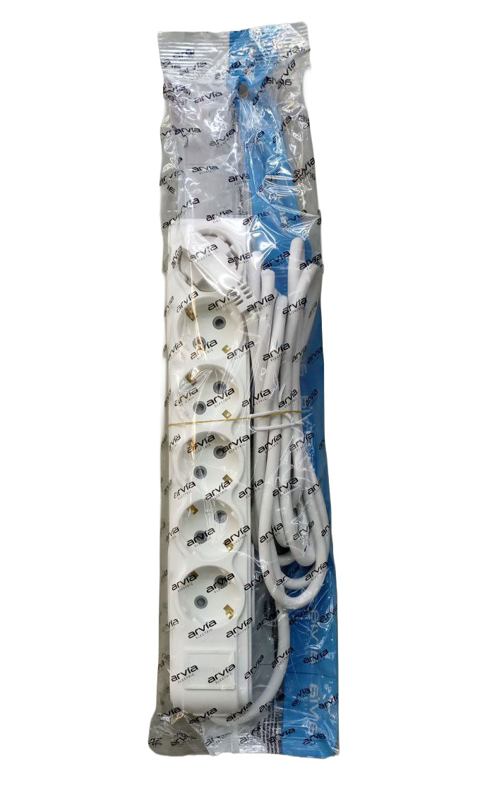 Удлинитель с 6 розетками, 3 м, 16 А, 220-250 В, MOTTO ARVIA