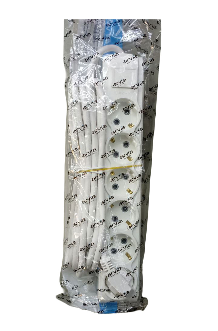 Удлинитель с 6 розетками, 5 м, 16 А, 220-250 В, MOTTO ARVIA