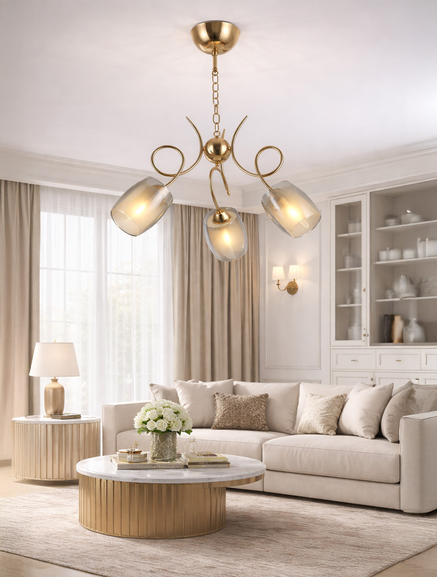 Люстра BERRE 3XE27 D530 золото LUCEA