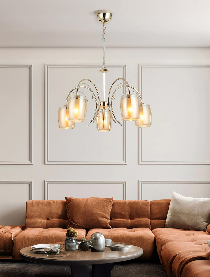 Люстра MENORA 5XE27 D600 золото LUCEA