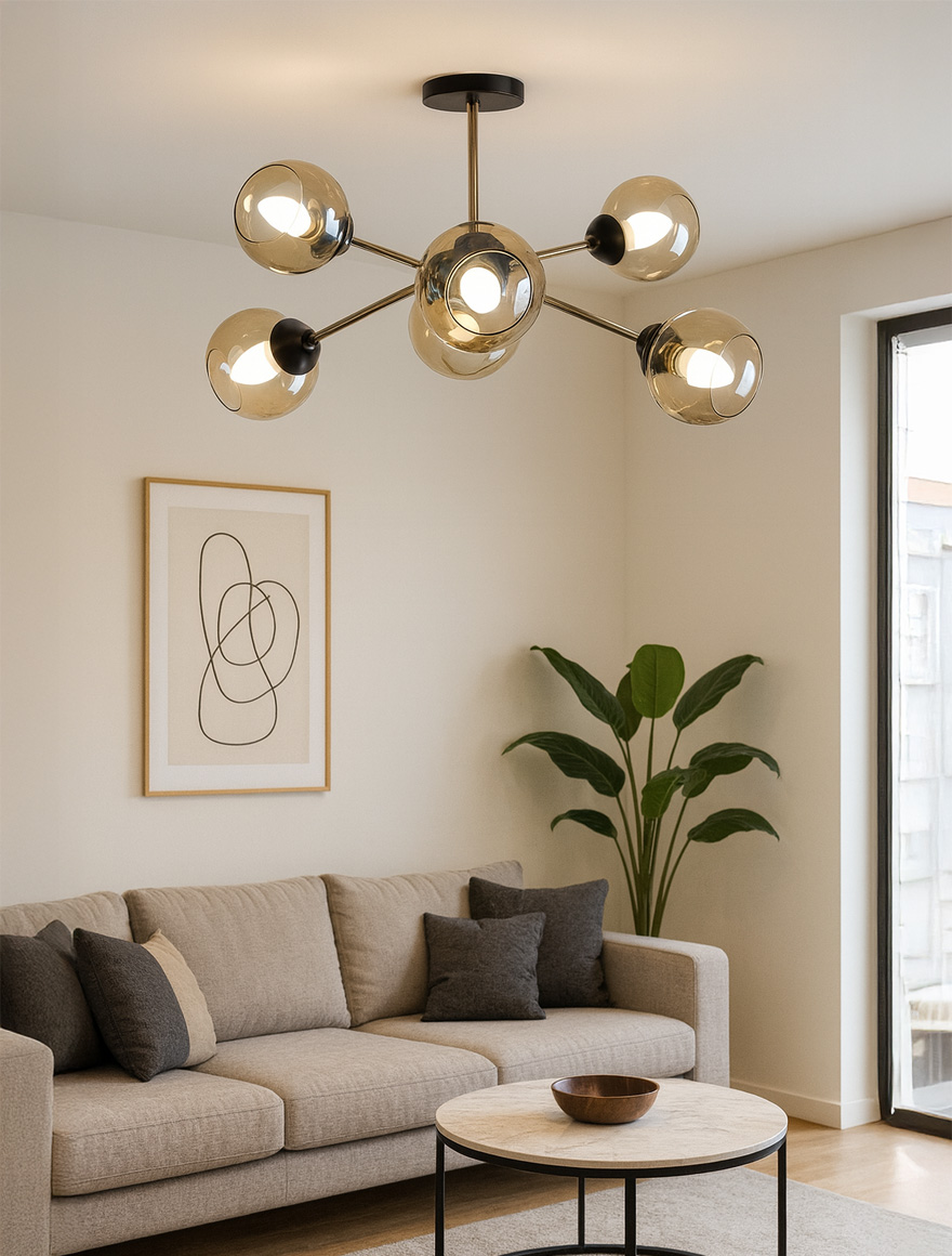 Lustră 8*E27 negru+aur S11402-8 Luminaled