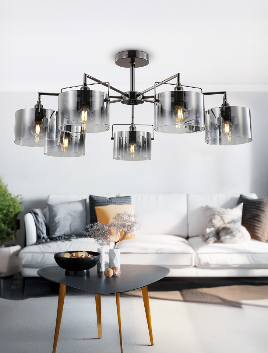 Люстра 8*E27 дымчатый S11419-8 с подсветкой