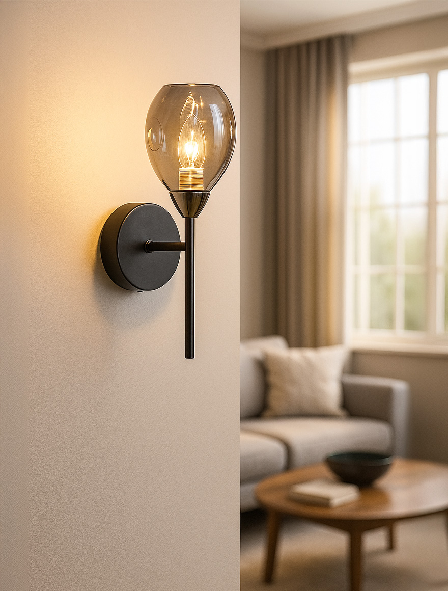 Настенный светильник 1xE14, фуме + хром, S11420-1, Luminaled