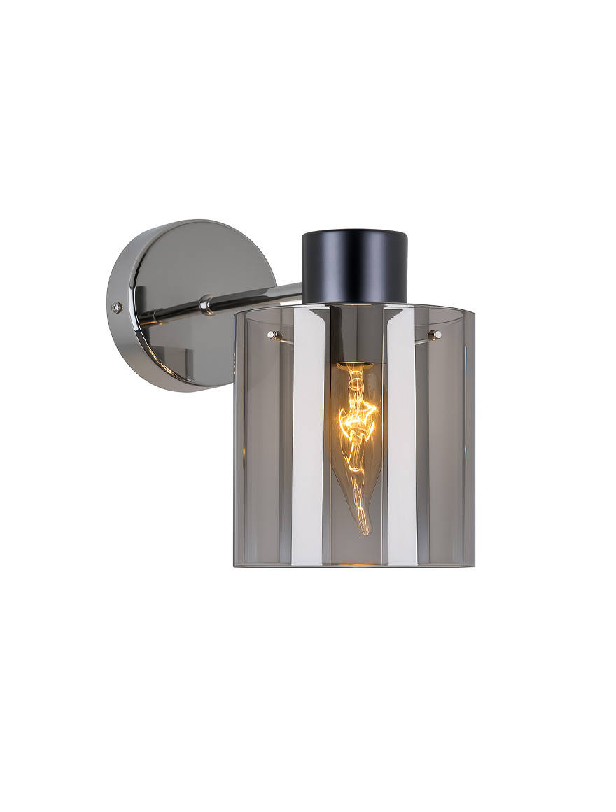 Настенный светильник 1xE27, чёрный + хром, S11429-1, Luminaled