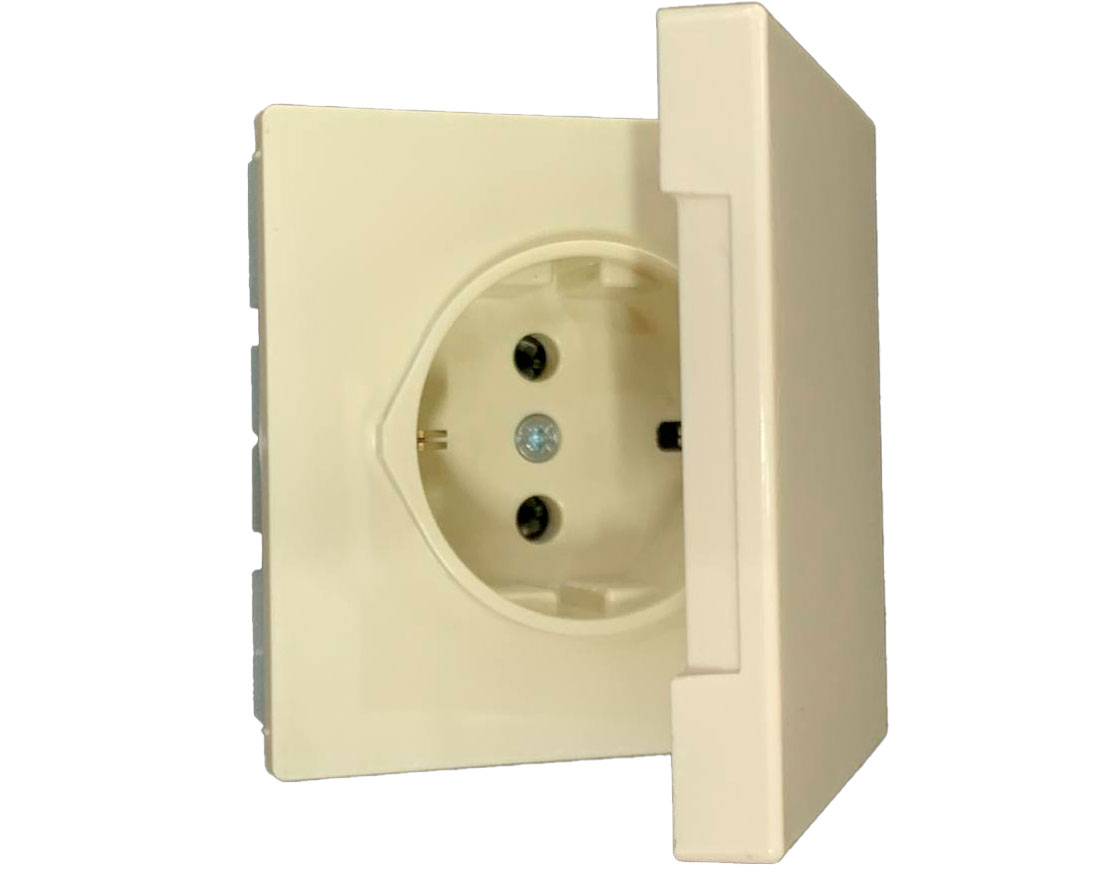 Розетка Schuko 16A с крышкой, бежевая, LS1520KL