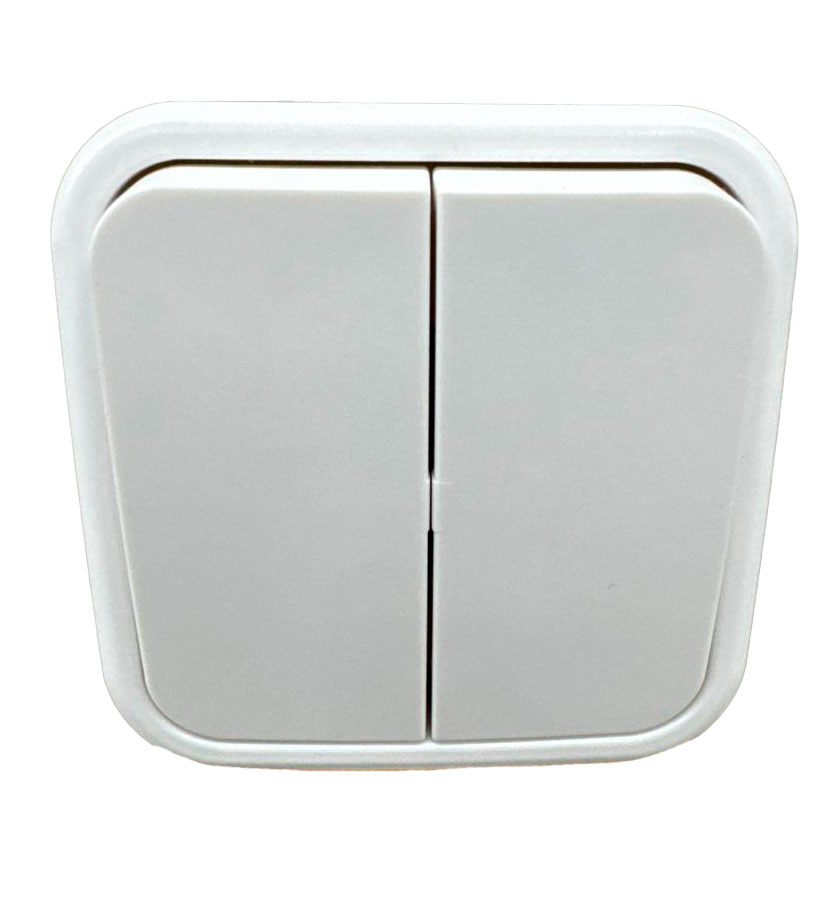 Накладной выключатель 2-клавишный, белый ARIA ARVIA