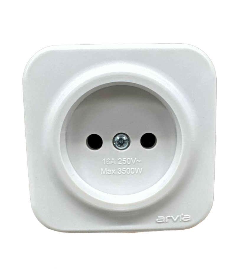 Накладная розетка без заземления 16 А, белая, ARIA ARVIA