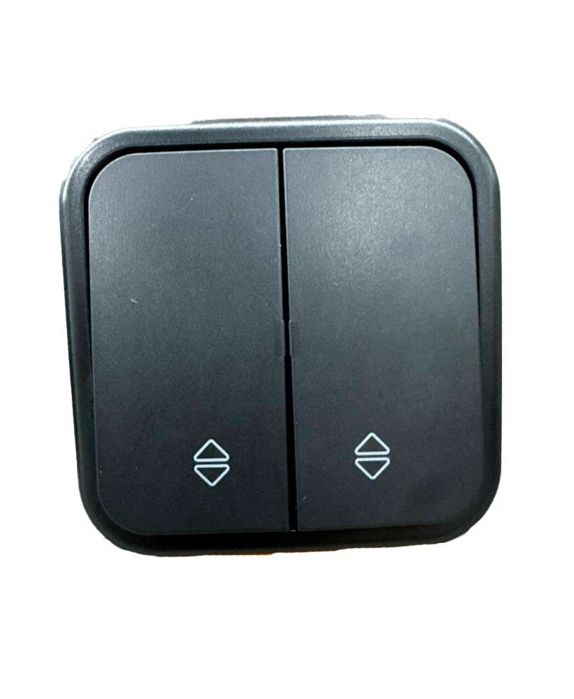 Выключатель накладной проходной (лестничный) 2-клавишный, чёрный, ARIA ARVIA