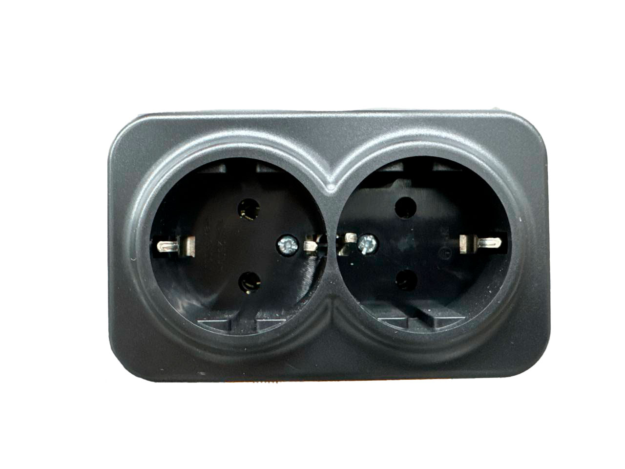 Накладная двойная розетка с заземлением 16 А, чёрная ARIA ARVIA