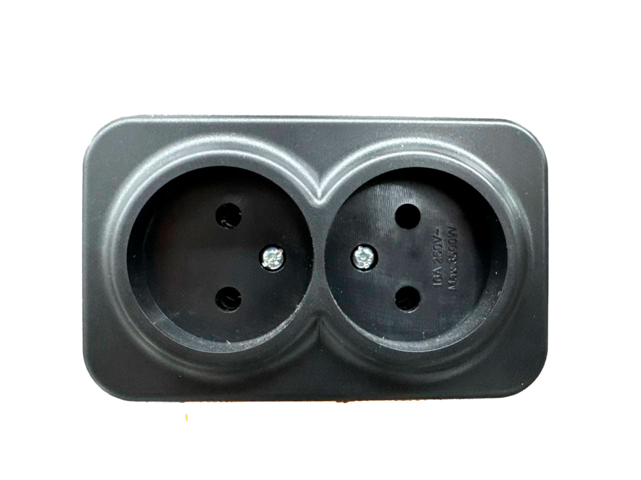 Накладная двойная розетка без заземления 16 А, чёрная ARIA ARVIA