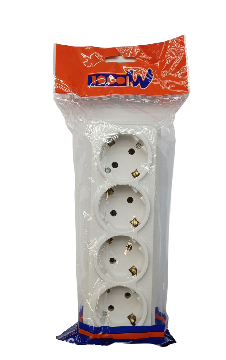 Блок из 4 розеток 2P+E 16A белого цвета, SELENA 1000 кВт