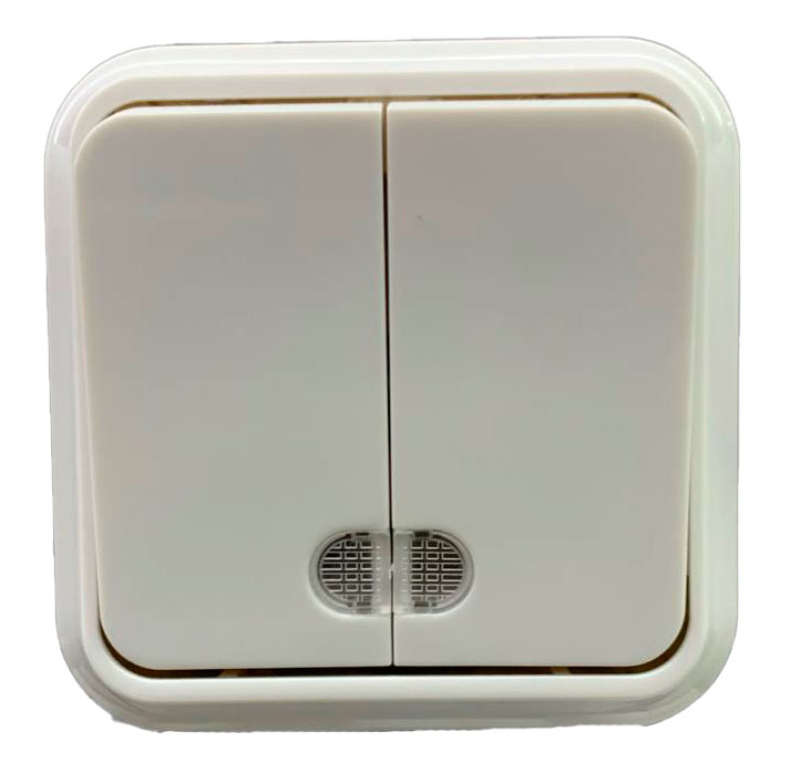 Întrerupător dublu 2P+LED 10A alb SELENA 1000kW