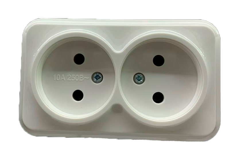 Двойная розетка 2P 10A белого цвета, SELENA 1000 кВт