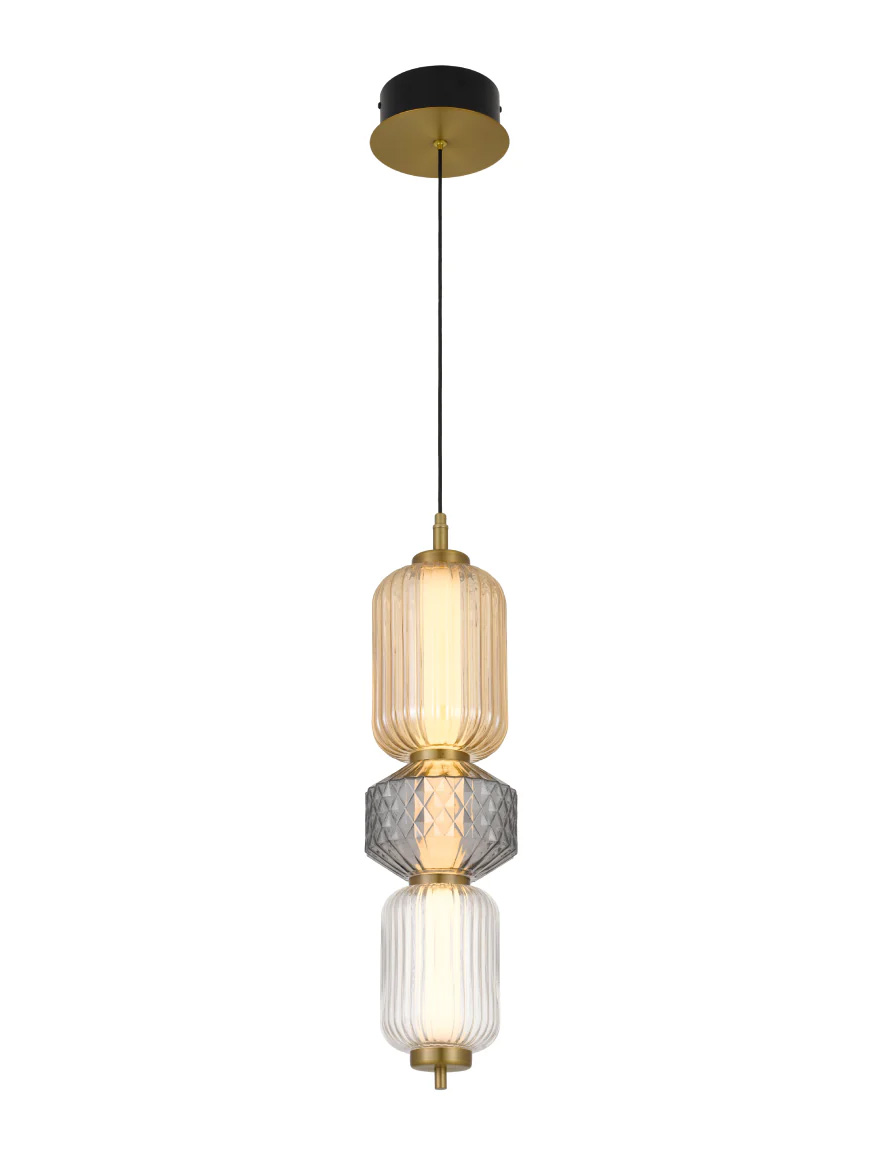 Светодиодная люстра 23 Вт 3000К дымчатая+янтарная+прозрачная+золотая HN8455 Luminaled