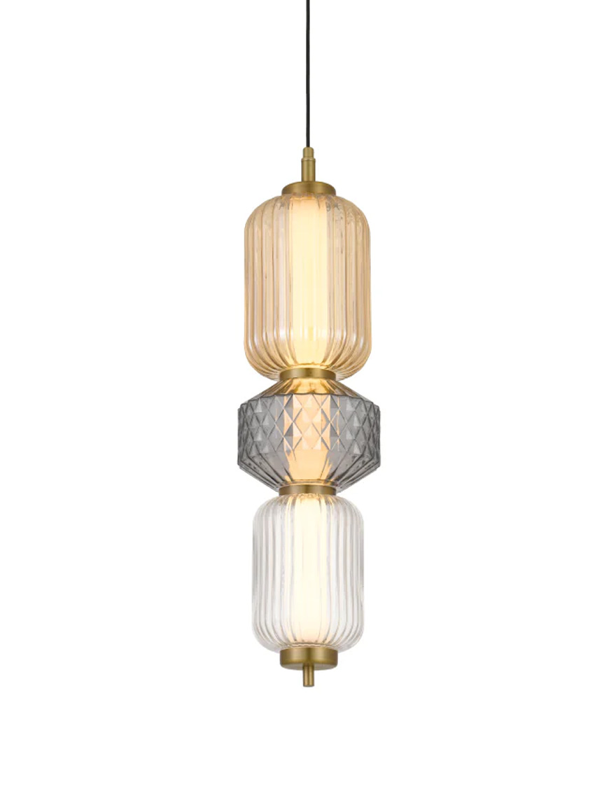 Светодиодная люстра 23 Вт 3000К дымчатая+янтарная+прозрачная+золотая HN8455 Luminaled