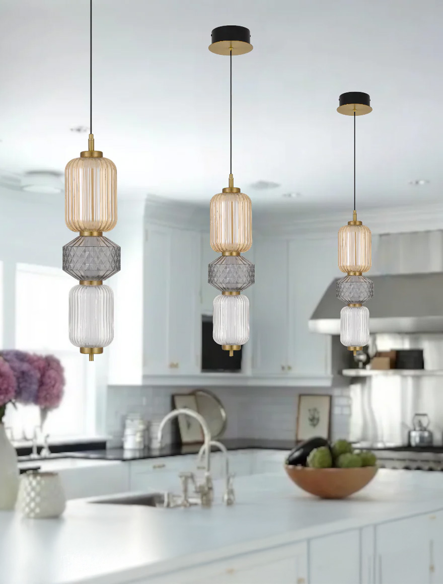 Светодиодная люстра 23 Вт 3000К дымчатая+янтарная+прозрачная+золотая HN8455 Luminaled